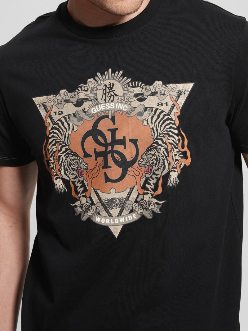 Guess Tri-Tiger Emblem Tee - Black Guess Tri-Tiger Emblem Tee - Black