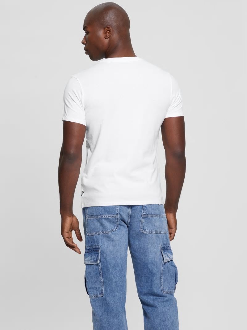 Guess Logo Tri-Scroll Tee - Pure White Guess Logo Tri-Scroll Tee - Pure White