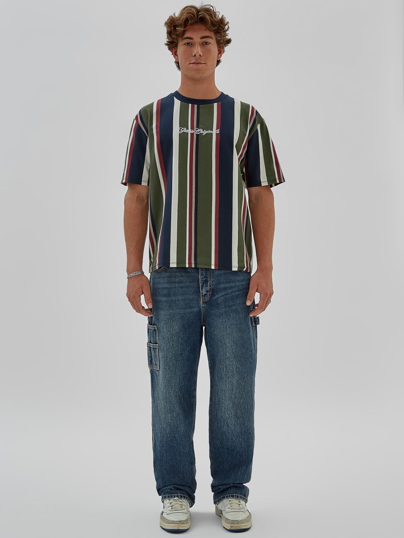 Guess GUESS Originals Eco Vertical Stripe Tee - Uniform Blue Multi Guess GUESS Originals Eco Vertical Stripe Tee - Uniform Blue Multi