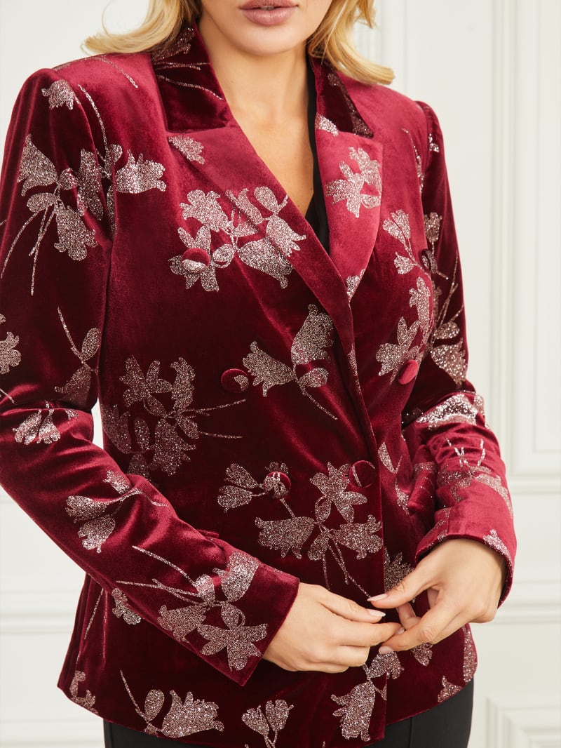 Guess Angelica Velvet Blazer - Purple Petal With Rose Go Guess Angelica Velvet Blazer - Purple Petal With Rose Go