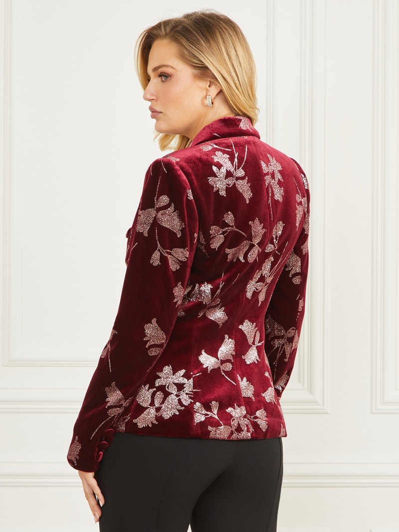 Guess Angelica Velvet Blazer - Purple Petal With Rose Go Guess Angelica Velvet Blazer - Purple Petal With Rose Go
