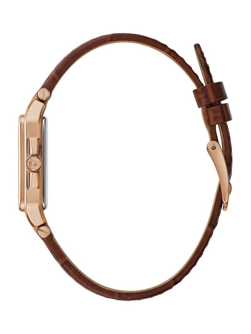 Guess Gc Petite Rose-Gold and Brown Leather Analog Watch - Rose Gold Guess Gc Petite Rose-Gold and Brown Leather Analog Watch - Rose Gold