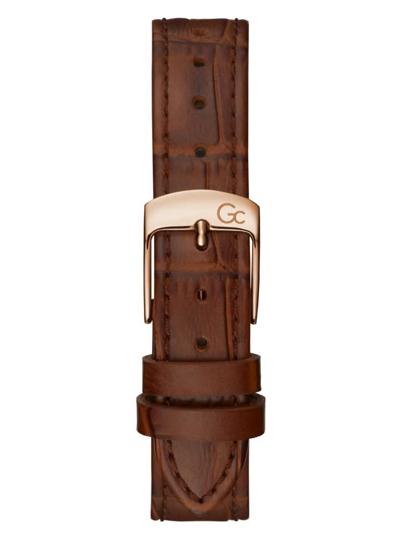Guess Gc Petite Rose-Gold and Brown Leather Analog Watch - Rose Gold Guess Gc Petite Rose-Gold and Brown Leather Analog Watch - Rose Gold