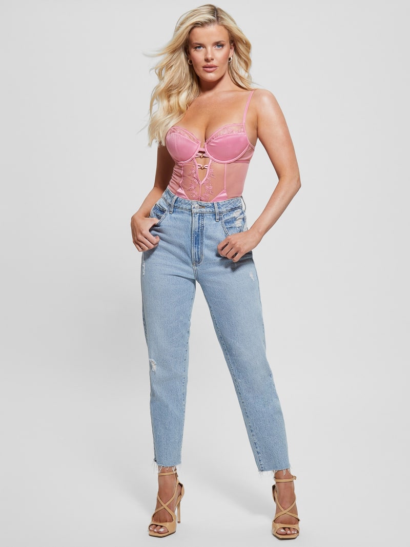 Guess Corynn Quattro G and Lace Bodysuit - Rhombus G Shiny Pink Guess Corynn Quattro G and Lace Bodysuit - Rhombus G Shiny Pink