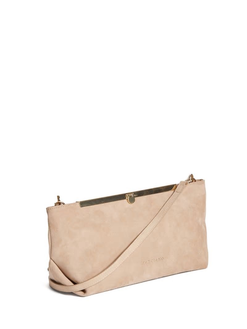 Guess Soft Suede Leather Clutch - Taupe Guess Soft Suede Leather Clutch - Taupe