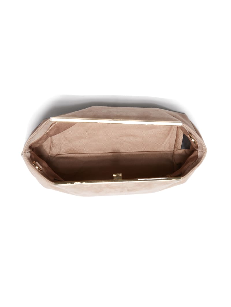Guess Soft Suede Leather Clutch - Taupe Guess Soft Suede Leather Clutch - Taupe