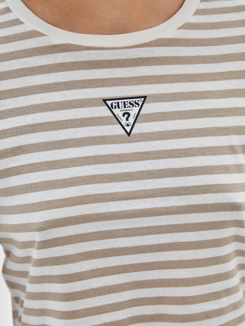 Guess GUESS Originals Eco Striped Baby Tee - White Peaks Multi Guess GUESS Originals Eco Striped Baby Tee - White Peaks Multi