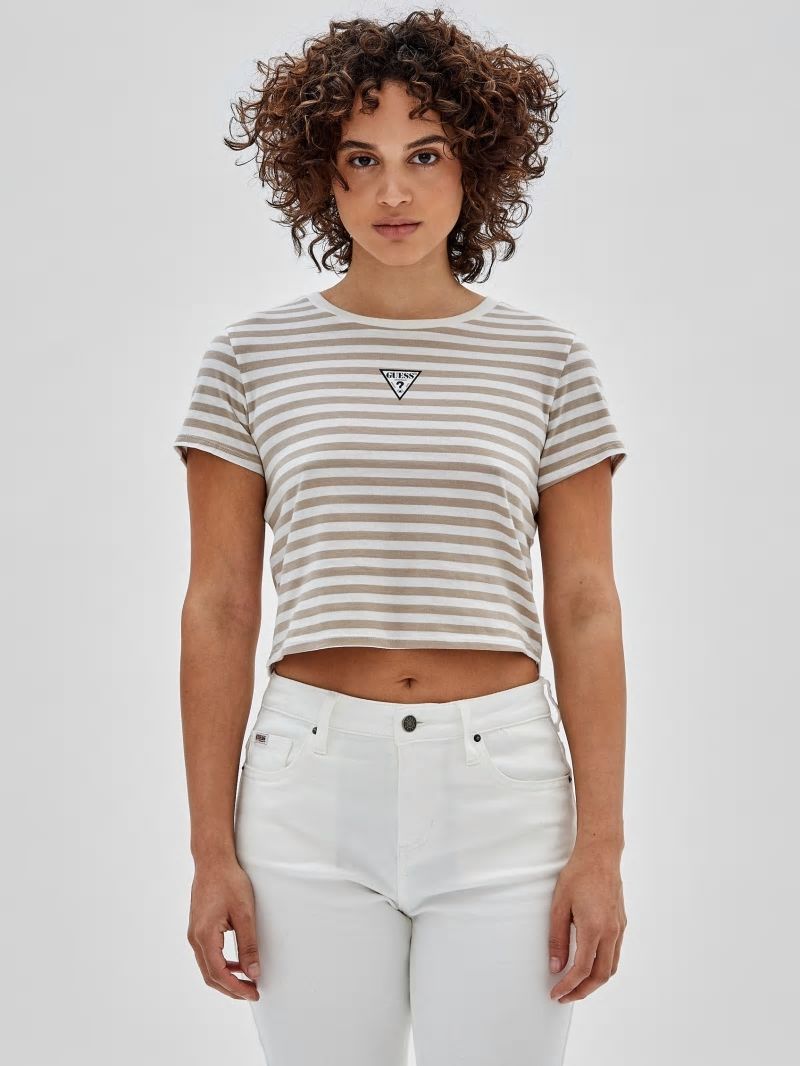 Guess GUESS Originals Eco Striped Baby Tee - White Peaks Multi Guess GUESS Originals Eco Striped Baby Tee - White Peaks Multi