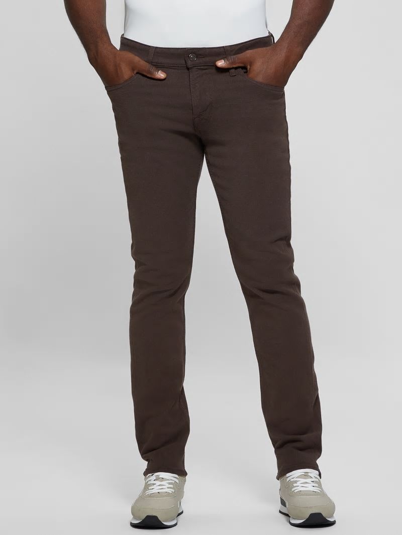 Guess Slim Tapered Pants - Espresso Brown Multi Guess Slim Tapered Pants - Espresso Brown Multi