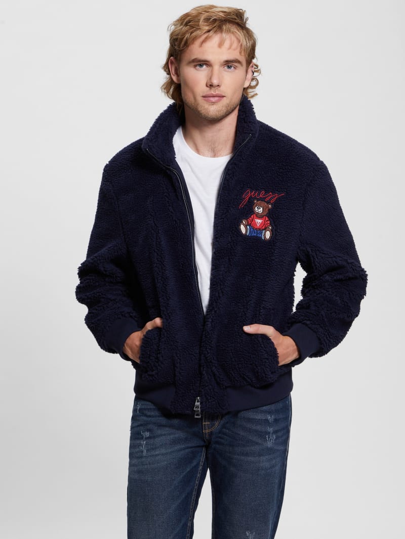 Guess Bear Sherpa Jacket - Bleu éLéGant Guess Bear Sherpa Jacket - Bleu éLéGant