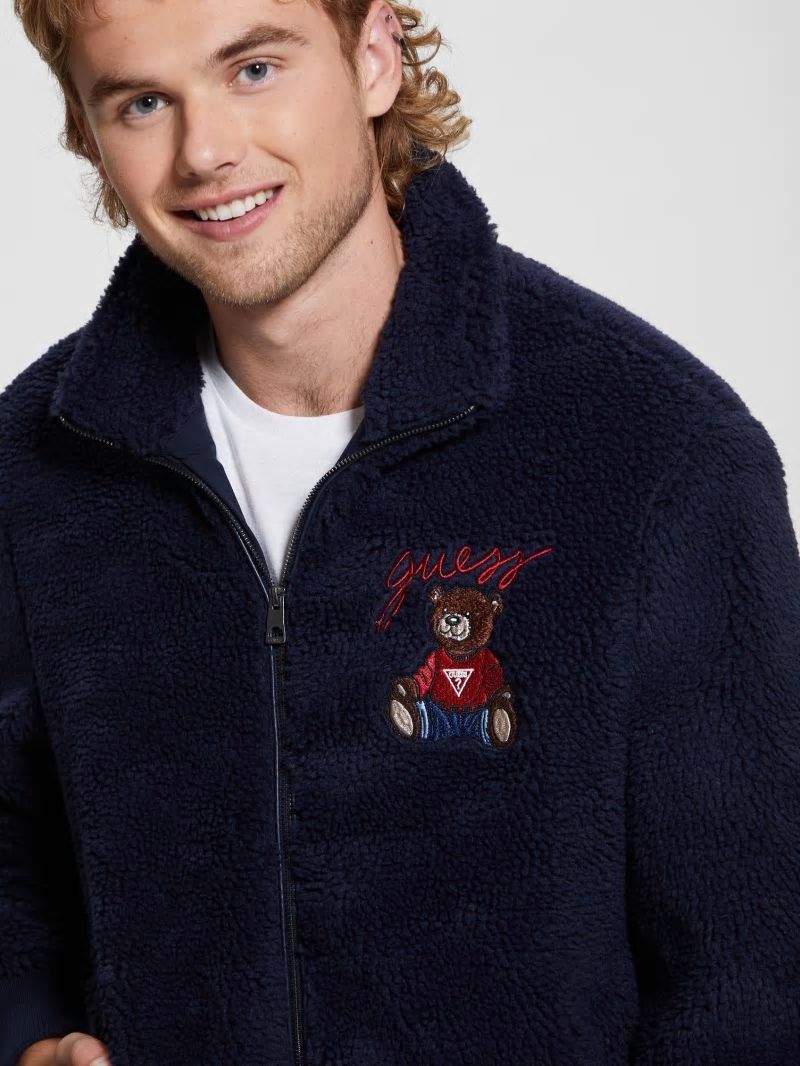 Guess Bear Sherpa Jacket - Bleu éLéGant Guess Bear Sherpa Jacket - Bleu éLéGant
