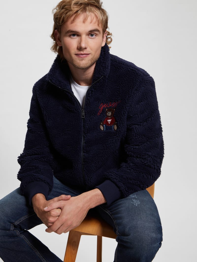 Guess Bear Sherpa Jacket - Bleu éLéGant Guess Bear Sherpa Jacket - Bleu éLéGant