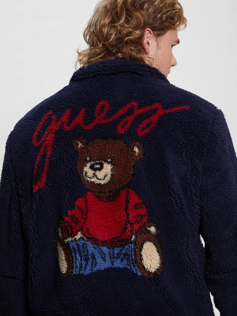 Guess Bear Sherpa Jacket - Bleu éLéGant Guess Bear Sherpa Jacket - Bleu éLéGant