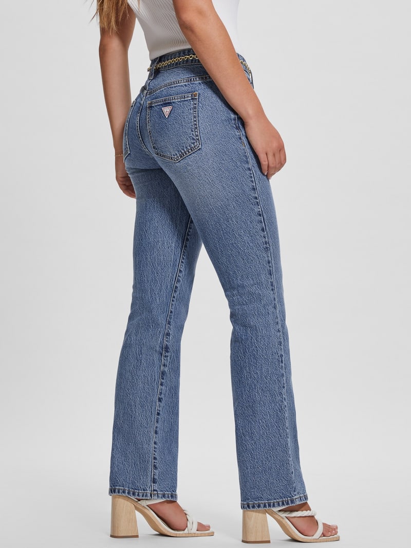 Guess Chain G-Belt Sexy Straight Jeans - Lunar Blue Wash Guess Chain G-Belt Sexy Straight Jeans - Lunar Blue Wash