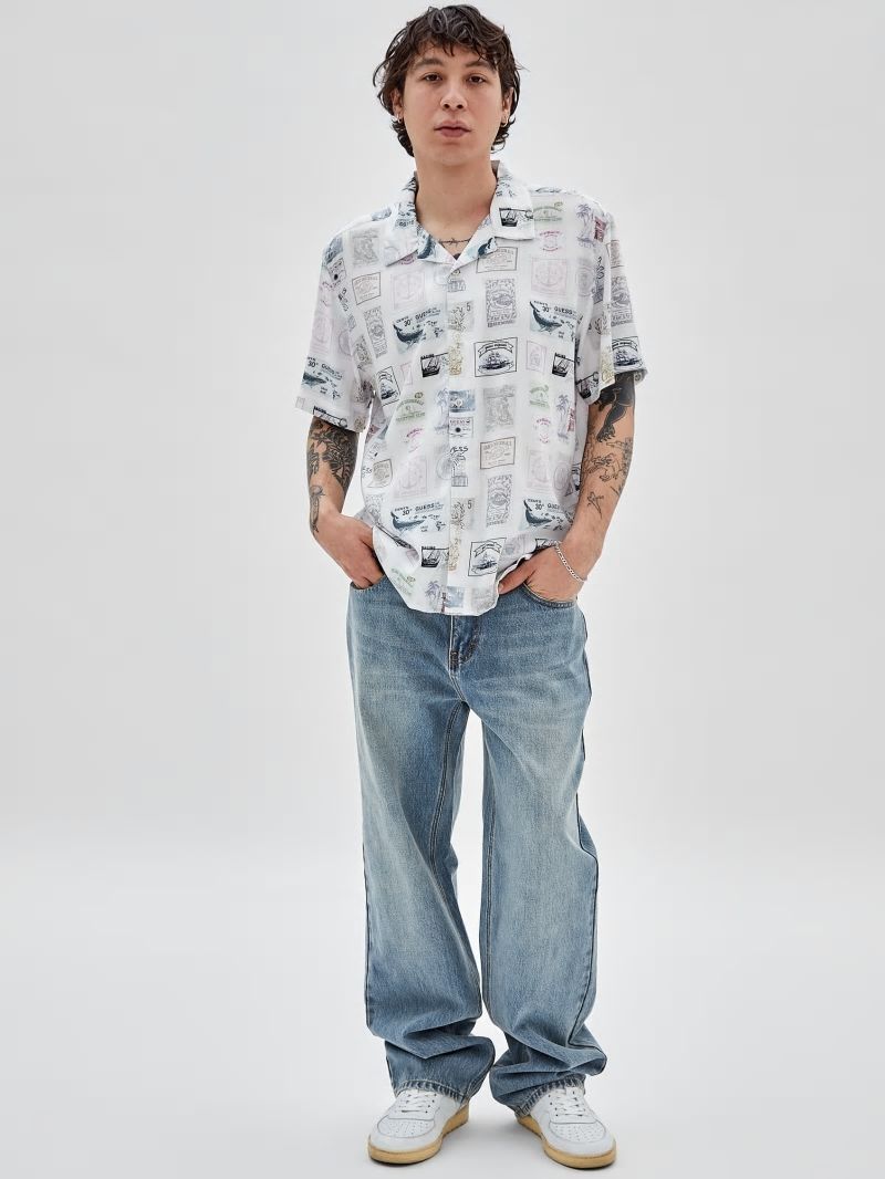 Guess GUESS Originals Eco Rayon Stamp Shirt - White Peaks Multi Guess GUESS Originals Eco Rayon Stamp Shirt - White Peaks Multi