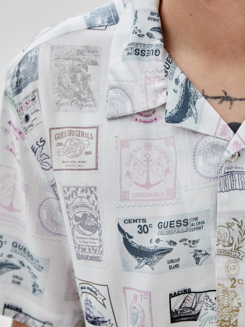 Guess GUESS Originals Eco Rayon Stamp Shirt - White Peaks Multi Guess GUESS Originals Eco Rayon Stamp Shirt - White Peaks Multi