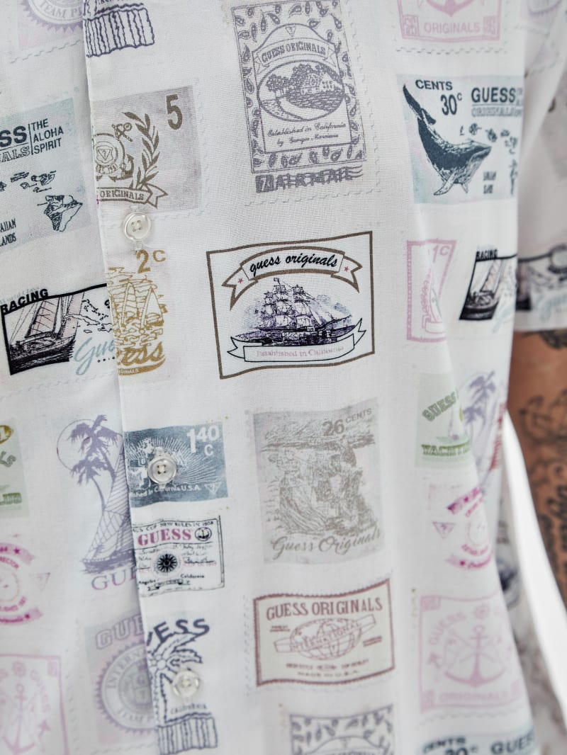 Guess GUESS Originals Eco Rayon Stamp Shirt - White Peaks Multi Guess GUESS Originals Eco Rayon Stamp Shirt - White Peaks Multi