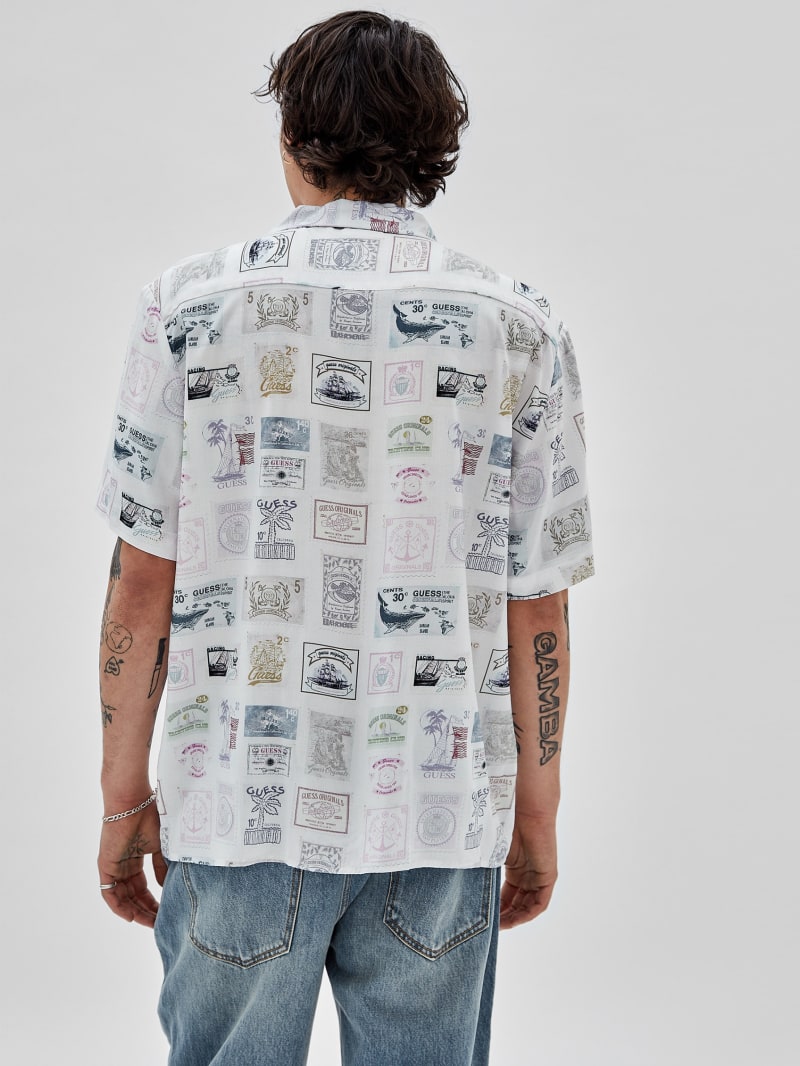 Guess GUESS Originals Eco Rayon Stamp Shirt - White Peaks Multi Guess GUESS Originals Eco Rayon Stamp Shirt - White Peaks Multi