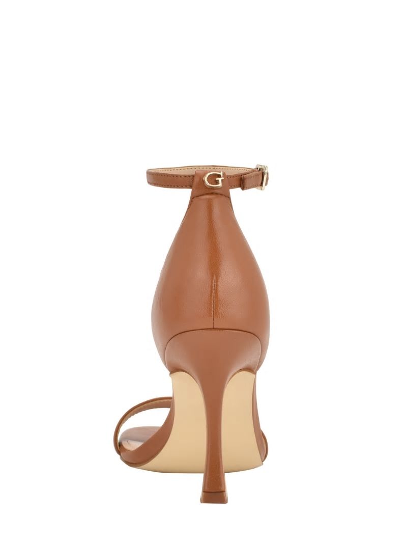 Guess Yael Leather Heels - Medium Brown Guess Yael Leather Heels - Medium Brown