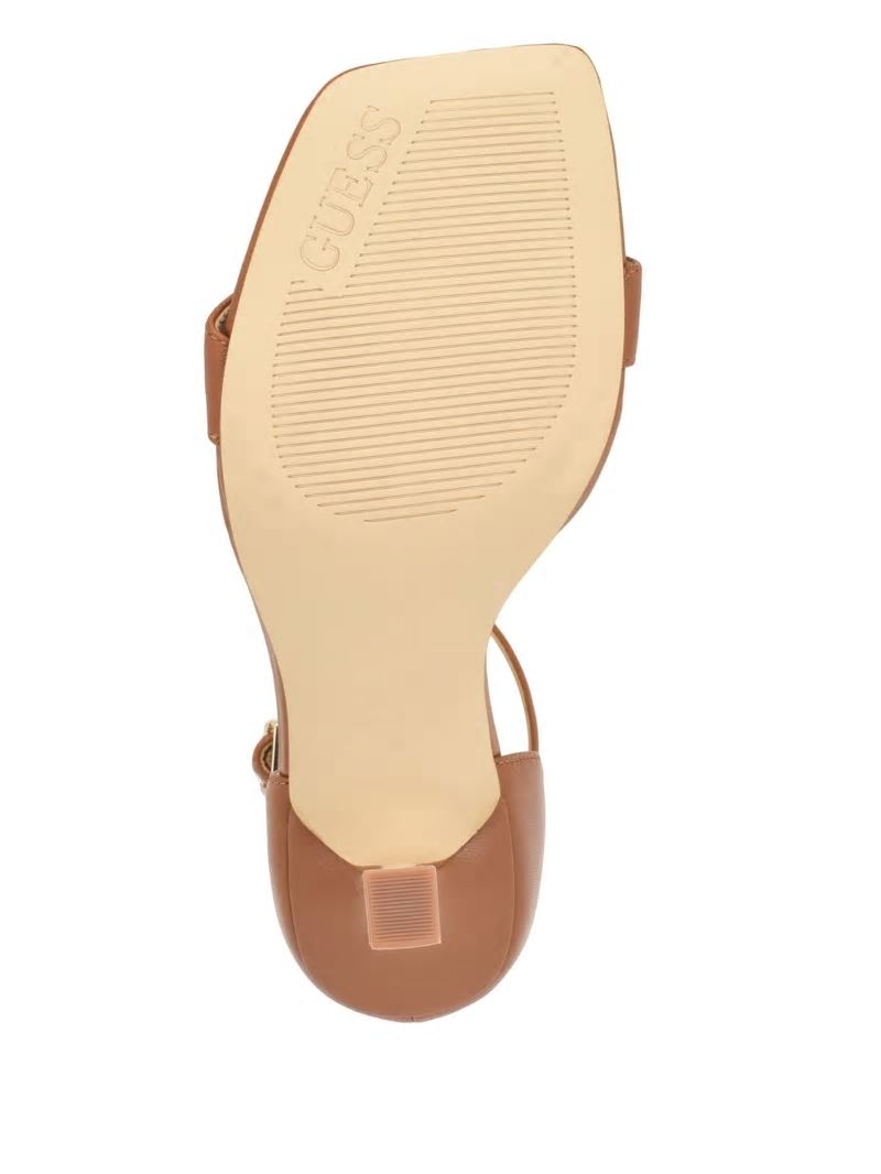 Guess Yael Leather Heels - Medium Brown Guess Yael Leather Heels - Medium Brown