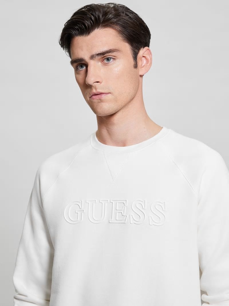 Guess Eco Aldwin Logo Sweatshirt - Blanc/Scuffy Guess Eco Aldwin Logo Sweatshirt - Blanc/Scuffy
