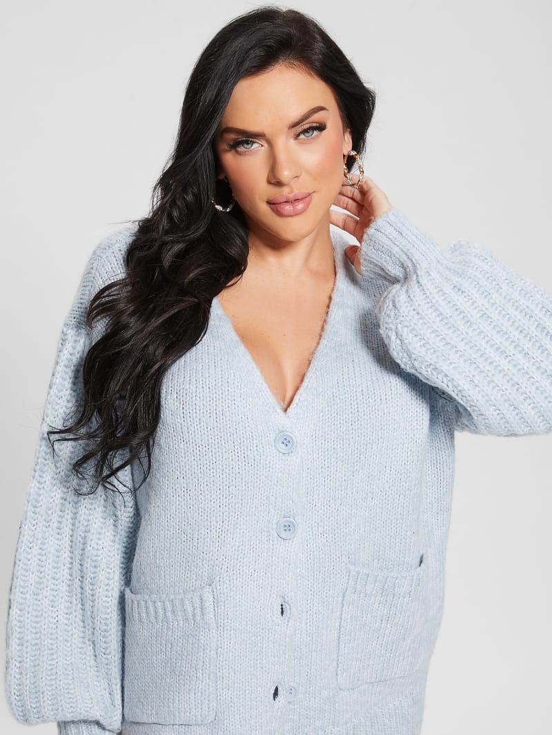 Guess Eco Hiro Knit Cardigan Sweater - Higher Cloud Multi Guess Eco Hiro Knit Cardigan Sweater - Higher Cloud Multi