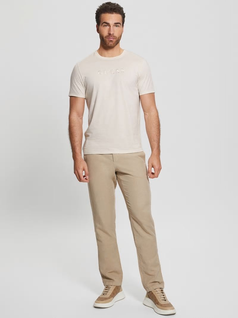 Guess Embroidered Logo Tee - Vanilla Cream Guess Embroidered Logo Tee - Vanilla Cream