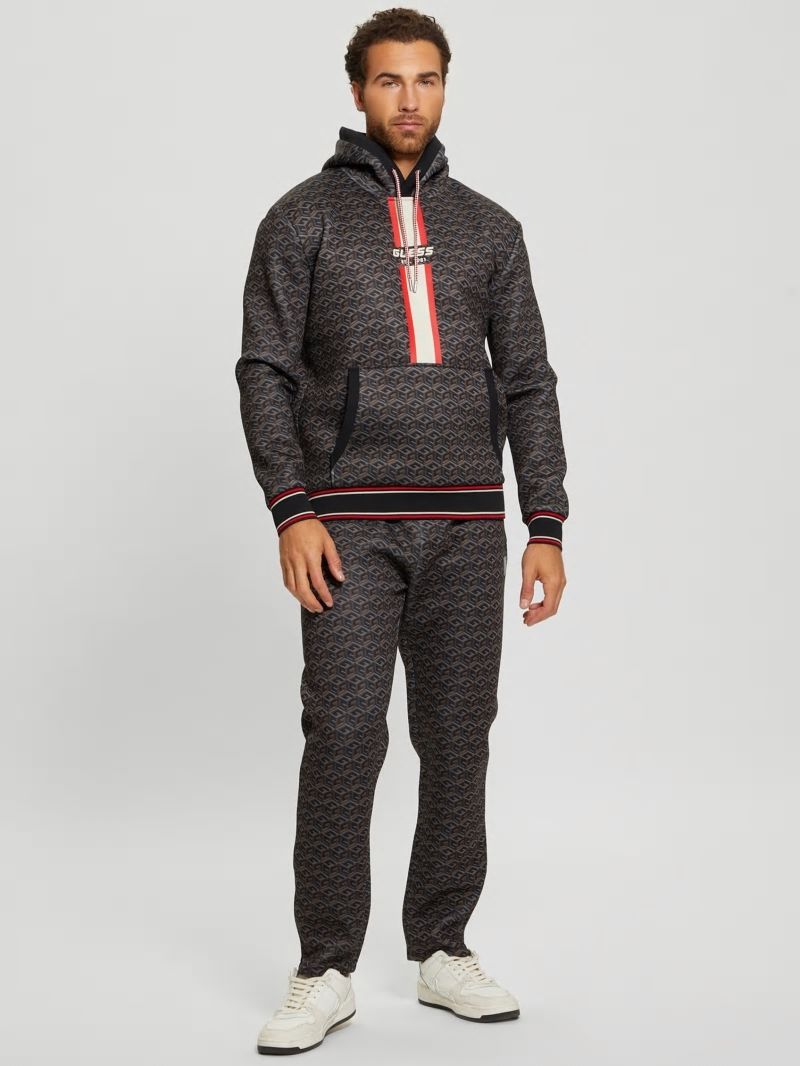 Guess Rolph Signature Cube Hoodie - Macro G Cube Brown Combo Guess Rolph Signature Cube Hoodie - Macro G Cube Brown Combo