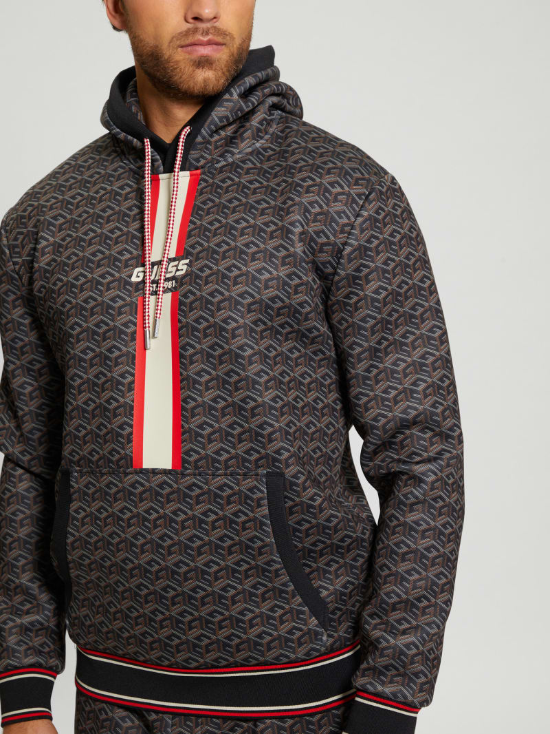 Guess Rolph Signature Cube Hoodie - Macro G Cube Brown Combo Guess Rolph Signature Cube Hoodie - Macro G Cube Brown Combo