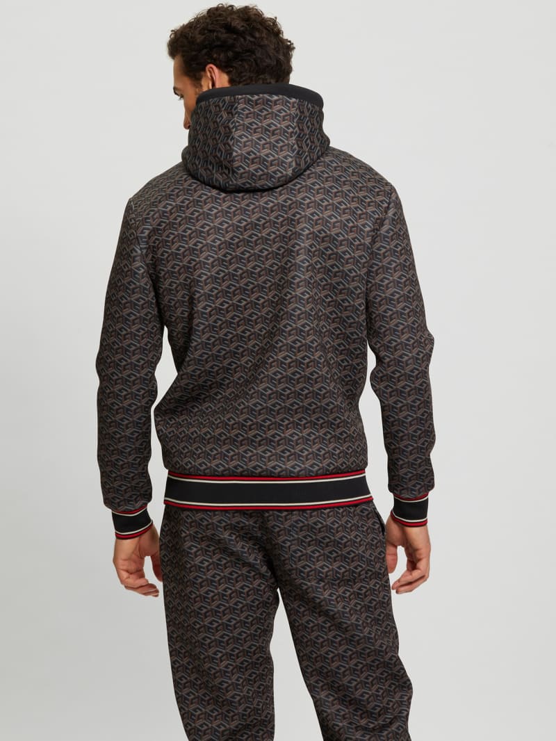 Guess Rolph Signature Cube Hoodie - Macro G Cube Brown Combo Guess Rolph Signature Cube Hoodie - Macro G Cube Brown Combo