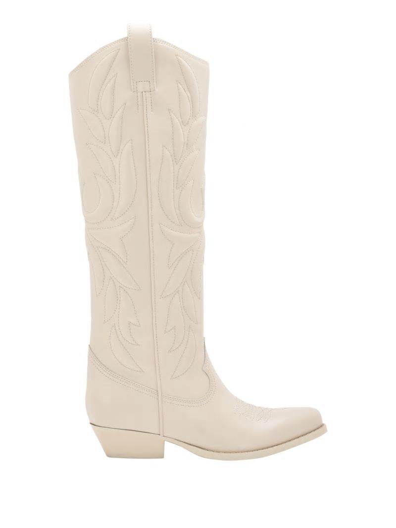 Guess Ginnifer Knee-High Cowboy Boots - Ivory 150 Guess Ginnifer Knee-High Cowboy Boots - Ivory 150