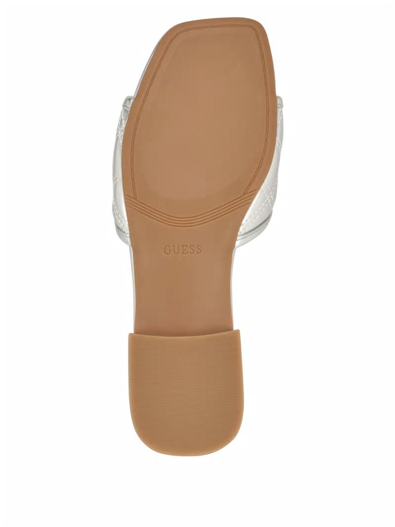 Guess Tameli Icon Slide Sandals - Silver 040 Guess Tameli Icon Slide Sandals - Silver 040