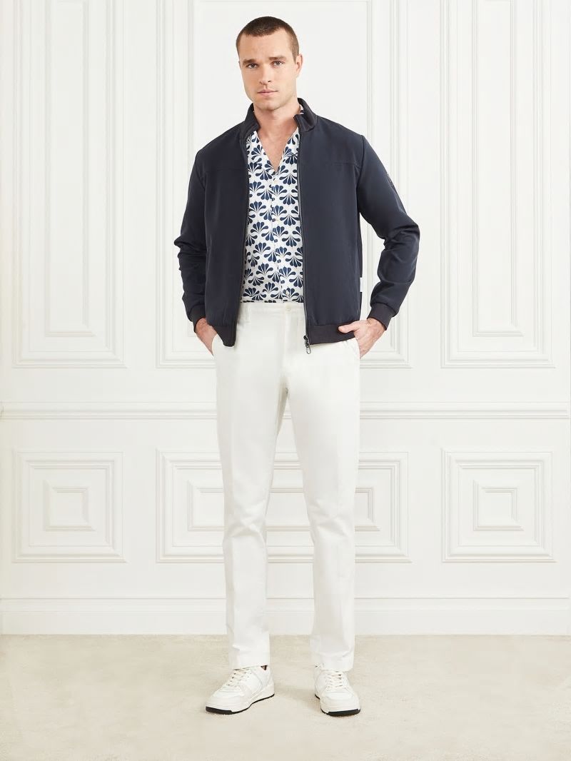 Guess Logo Zip-Up Jacket - Bleu éLéGant Guess Logo Zip-Up Jacket - Bleu éLéGant