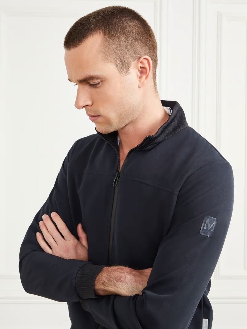 Guess Logo Zip-Up Jacket - Bleu éLéGant Guess Logo Zip-Up Jacket - Bleu éLéGant