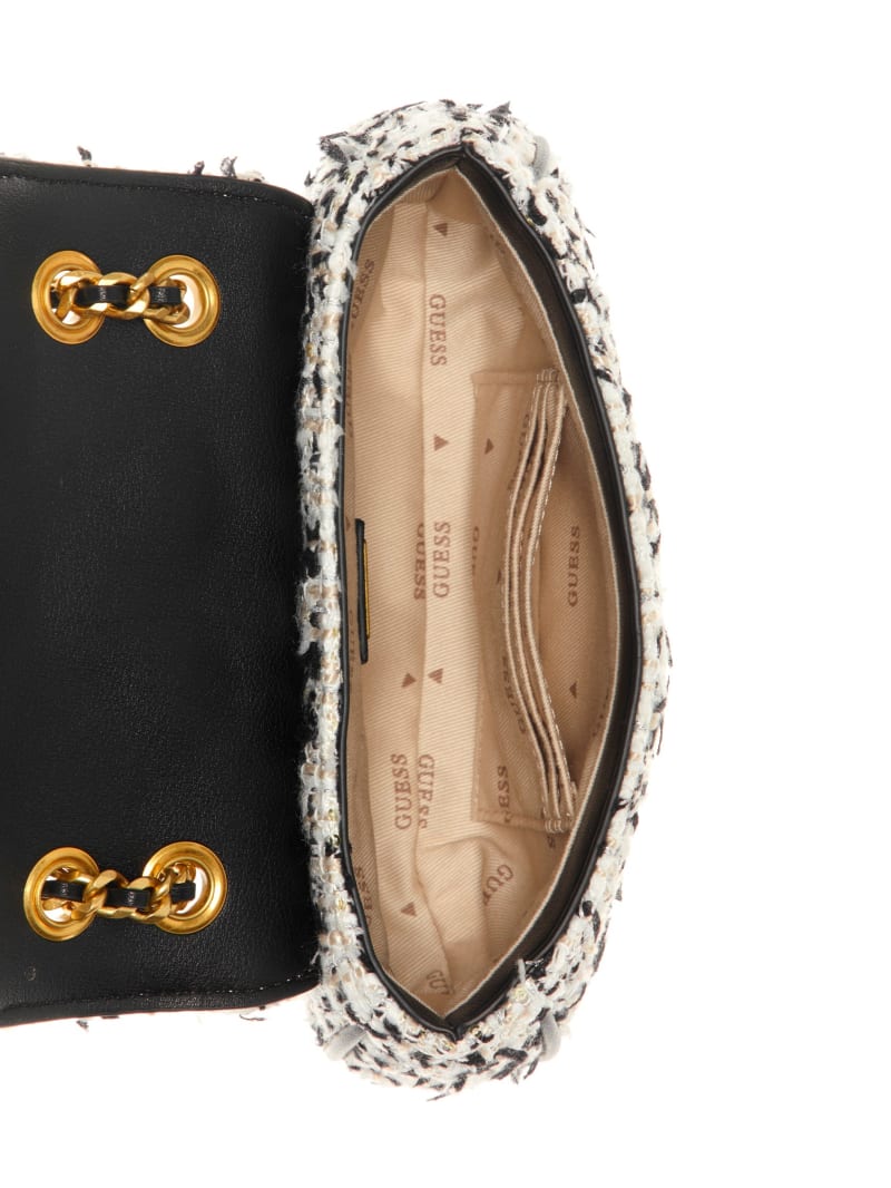 Guess Giully Tweed Mini Convertible Crossbody - Cream Multi Guess Giully Tweed Mini Convertible Crossbody - Cream Multi