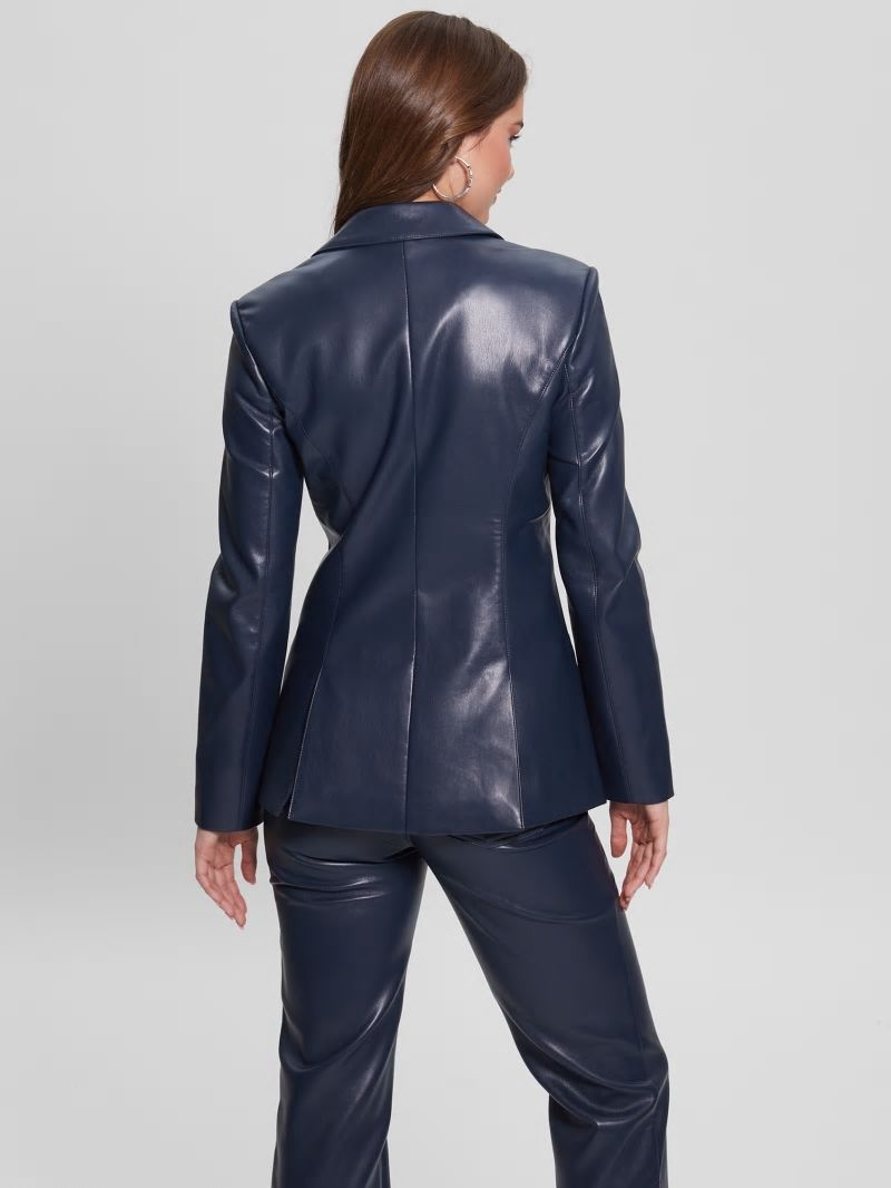 Guess Emelie Faux-Leather Blazer - Blackened Blue Guess Emelie Faux-Leather Blazer - Blackened Blue