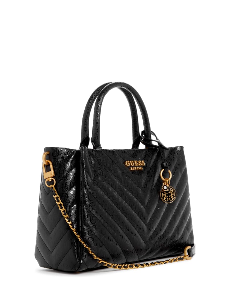 Guess Jania Quilted Society Satchel - Black Guess Jania Quilted Society Satchel - Black