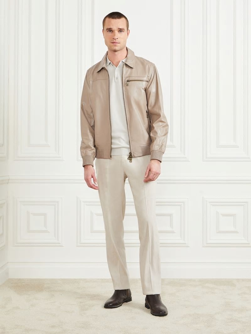 Guess Leather Flight Jacket - Pasadena Stone Guess Leather Flight Jacket - Pasadena Stone