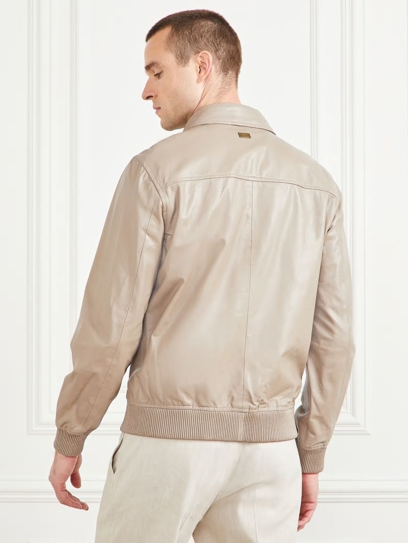 Guess Leather Flight Jacket - Pasadena Stone Guess Leather Flight Jacket - Pasadena Stone