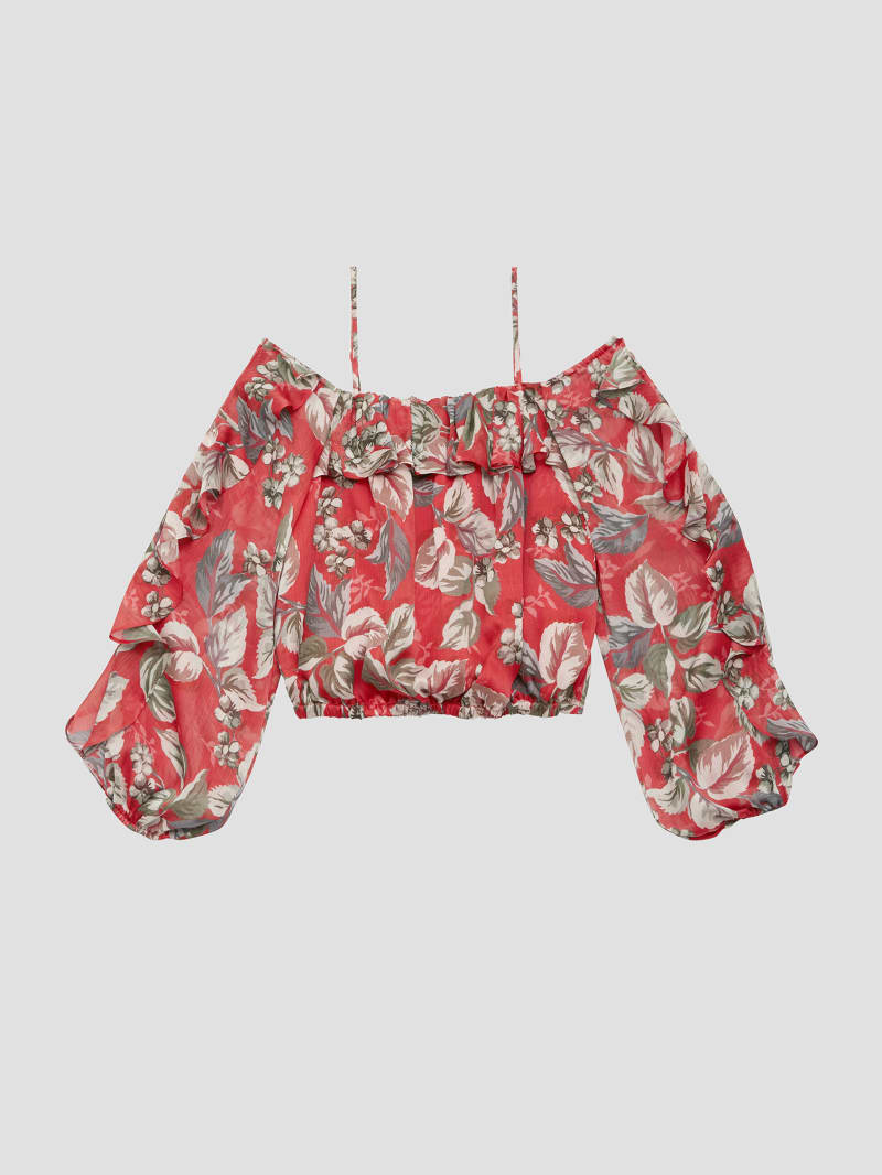 Guess Eco Iggy Floral Ruffle Top - Coachwood Estate Print Guess Eco Iggy Floral Ruffle Top - Coachwood Estate Print