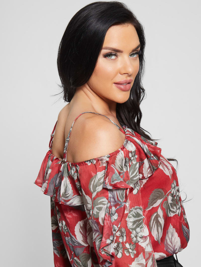 Guess Eco Iggy Floral Ruffle Top - Coachwood Estate Print Guess Eco Iggy Floral Ruffle Top - Coachwood Estate Print