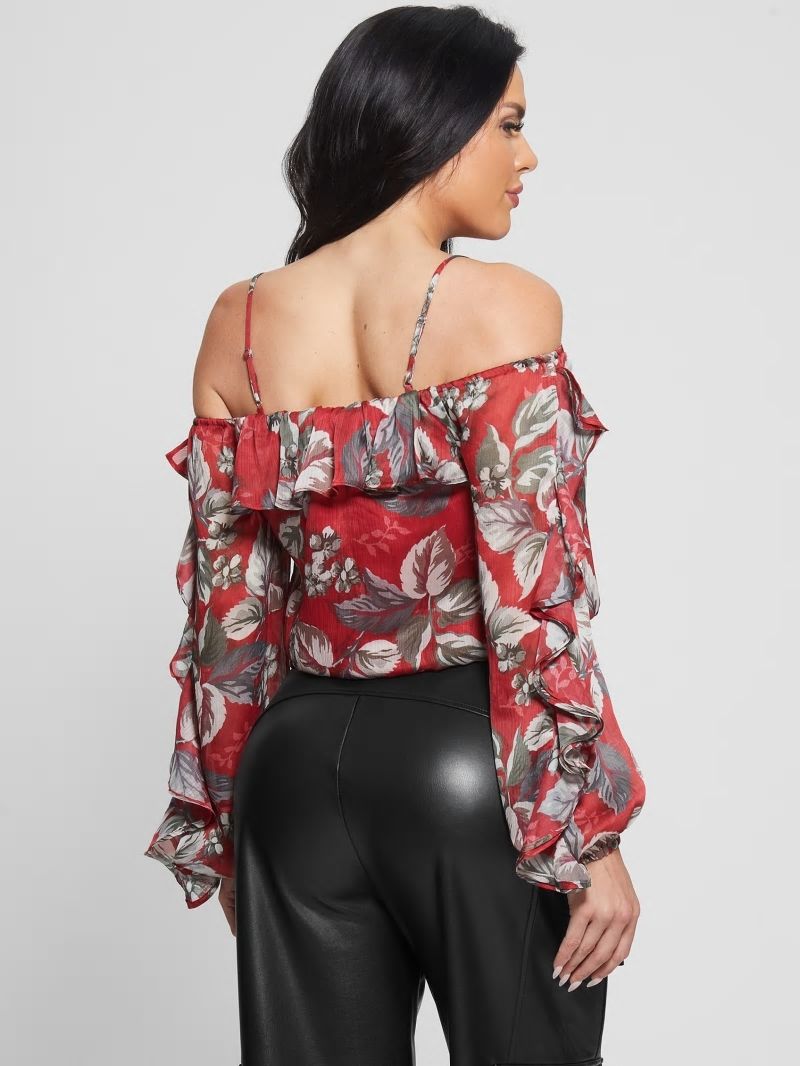 Guess Eco Iggy Floral Ruffle Top - Coachwood Estate Print Guess Eco Iggy Floral Ruffle Top - Coachwood Estate Print