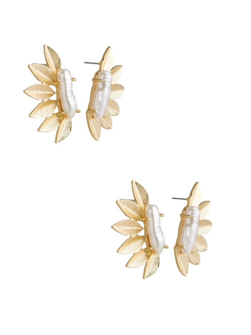 Guess 14K Gold-Plated Leaf and Pear Feather Earring - Silver/Gold Guess 14K Gold-Plated Leaf and Pear Feather Earring - Silver/Gold