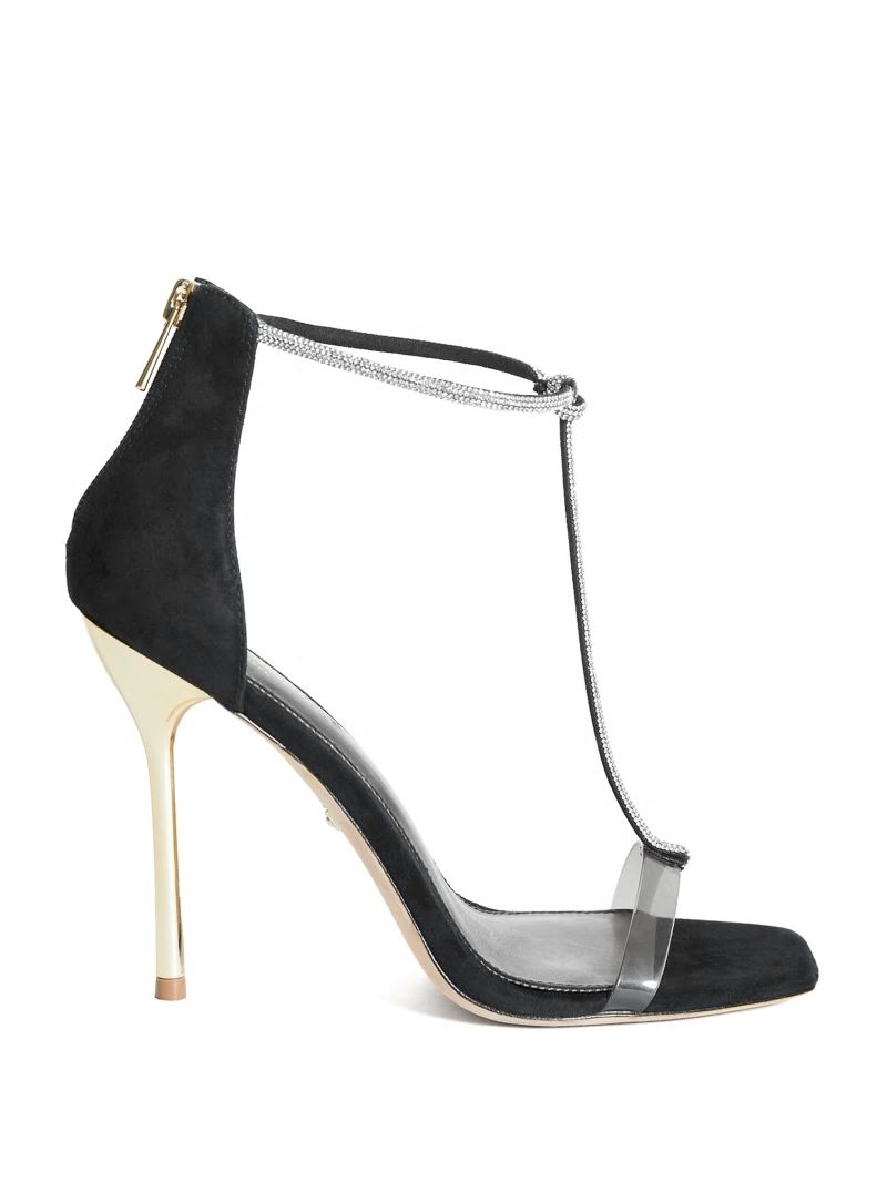 Guess Olivia Embellished Heeled Sandal - Black Snakeskin Guess Olivia Embellished Heeled Sandal - Black Snakeskin