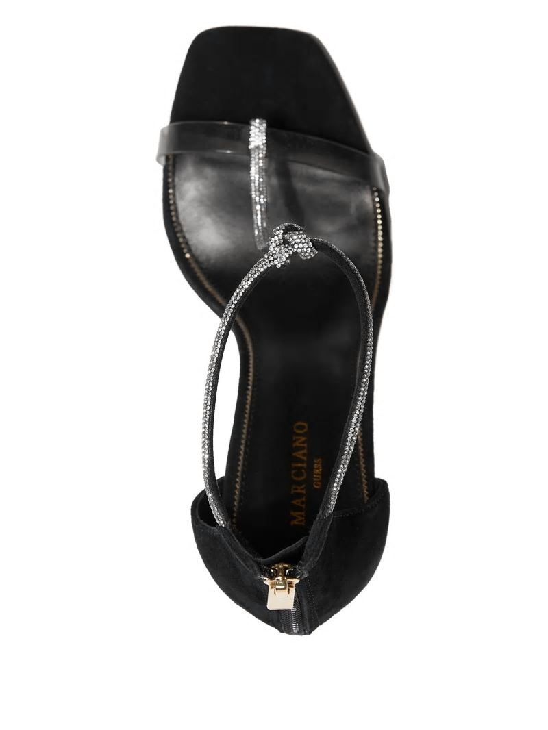 Guess Olivia Embellished Heeled Sandal - Black Snakeskin Guess Olivia Embellished Heeled Sandal - Black Snakeskin