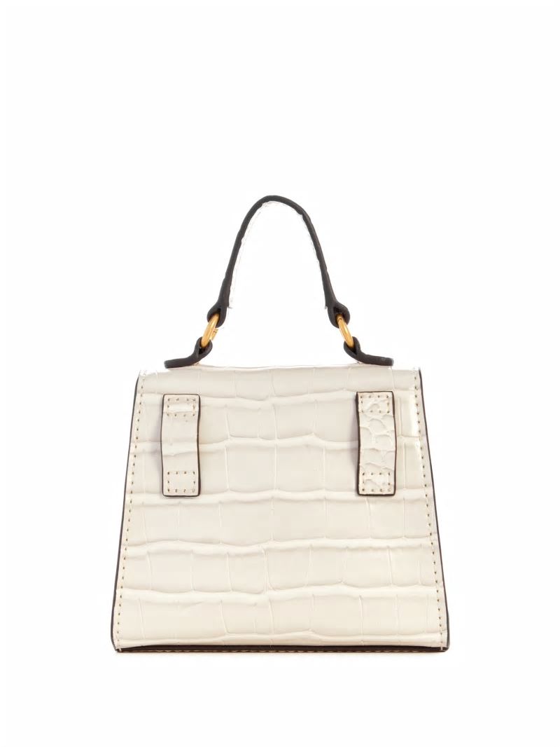 Guess Sestri Crocodile-Embossed Mini Crossbody - White Guess Sestri Crocodile-Embossed Mini Crossbody - White