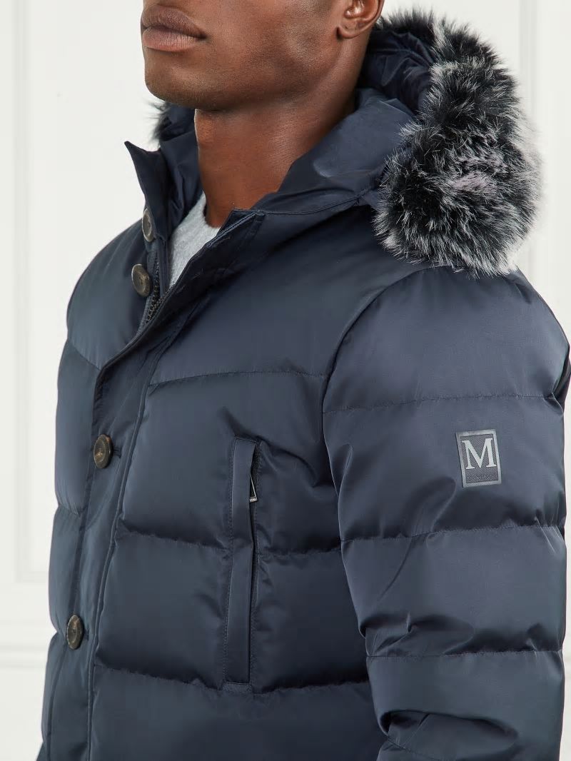 Guess Long Twill Hooded Jacket - Bleu éLéGant Guess Long Twill Hooded Jacket - Bleu éLéGant