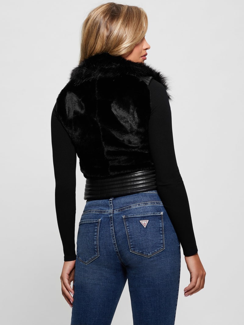 Guess Jodie Faux-Fur Vest - Jet Black Multi Guess Jodie Faux-Fur Vest - Jet Black Multi