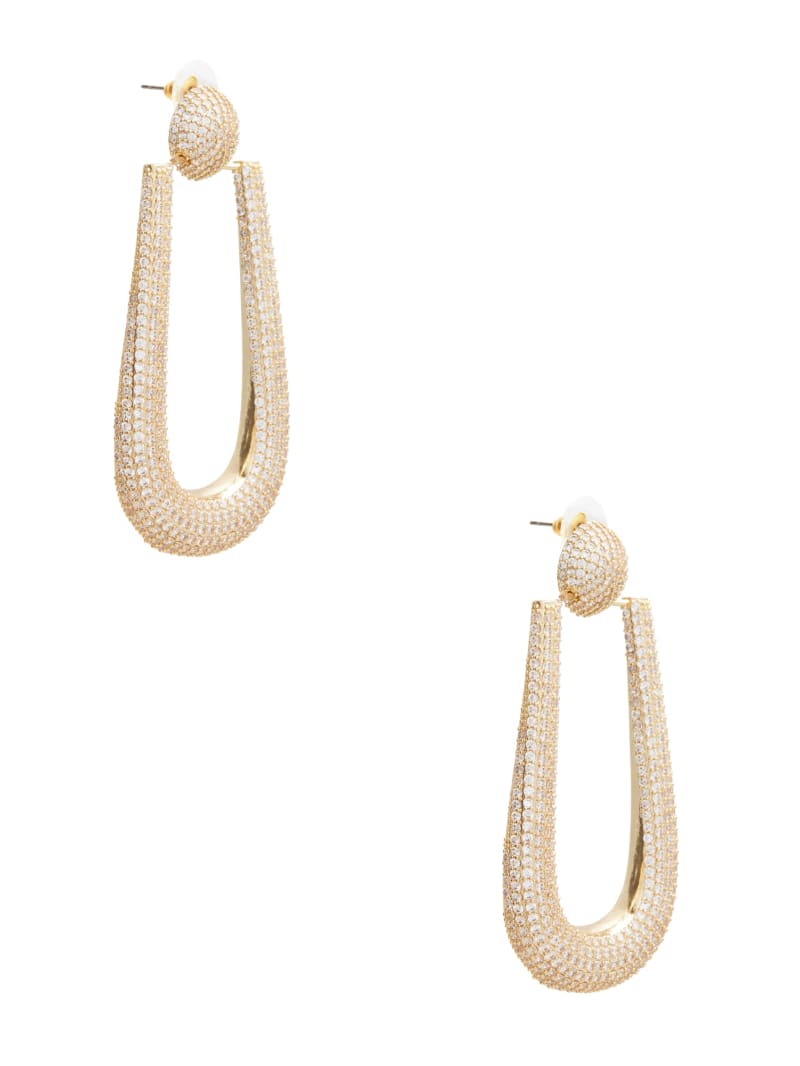 Guess Gold-Tone and CZ Oblong Doorknocker Earring - Silver/Gold Guess Gold-Tone and CZ Oblong Doorknocker Earring - Silver/Gold