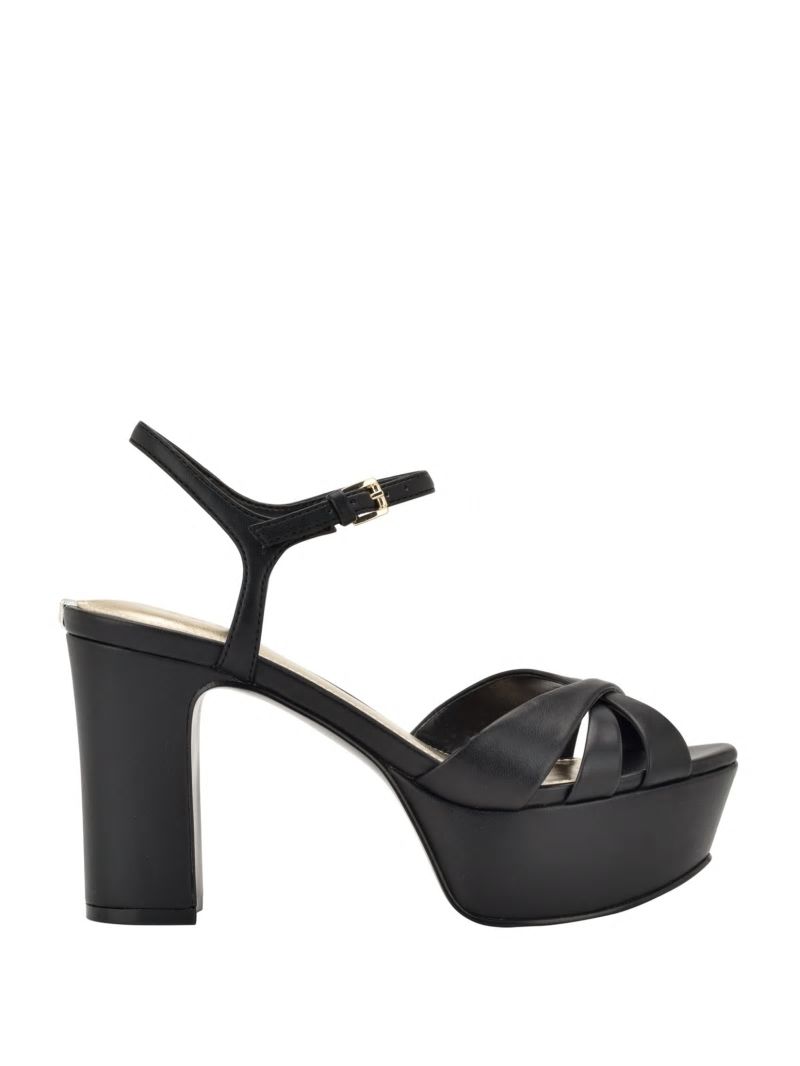 Guess Haylo Crisscross Platform Block Heels - Black 002 Guess Haylo Crisscross Platform Block Heels - Black 002